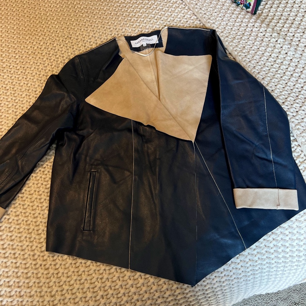 Gerard Darel asymmetrical leather jacket